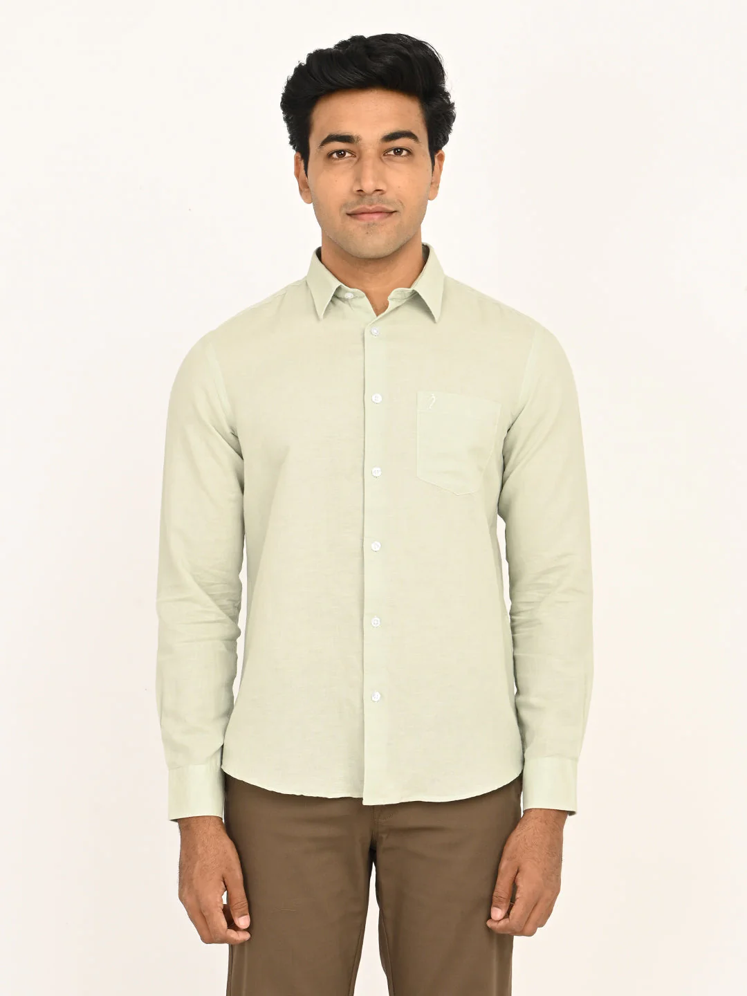 Men's Solid Full Sleeves Linen Blend Shirt - Image 13