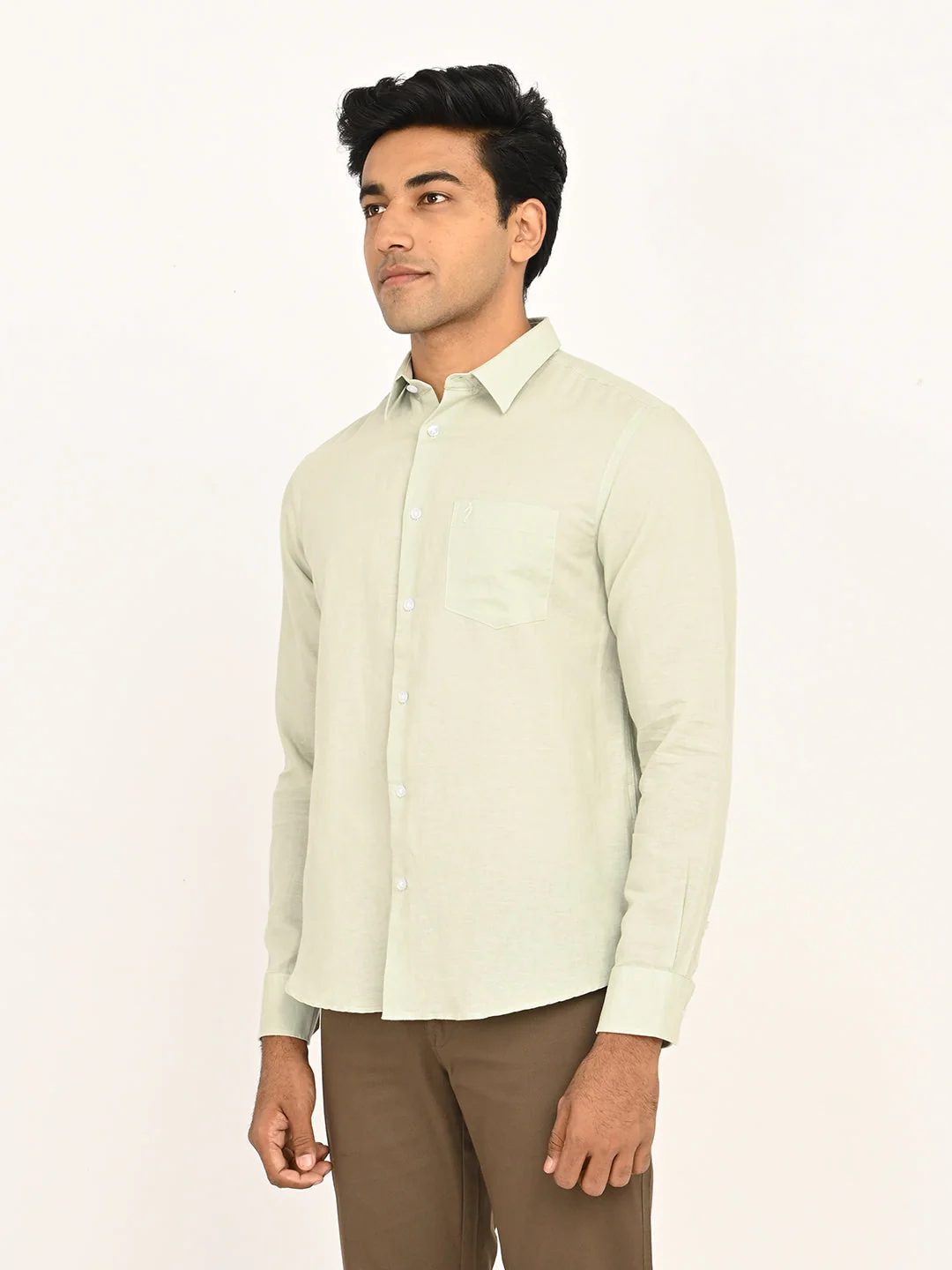 Men's Solid Full Sleeves Linen Blend Shirt - Image 14