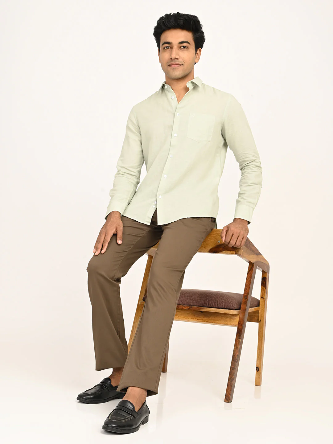 Men's Solid Full Sleeves Linen Blend Shirt - Image 18