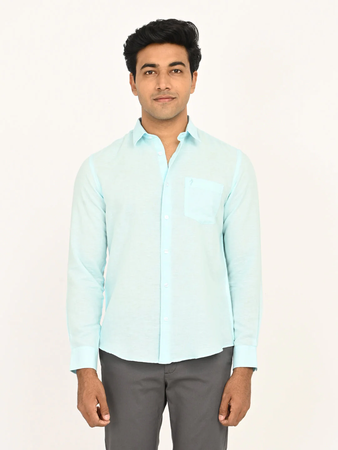Men's Solid Full Sleeves Linen Blend Shirt - Image 19