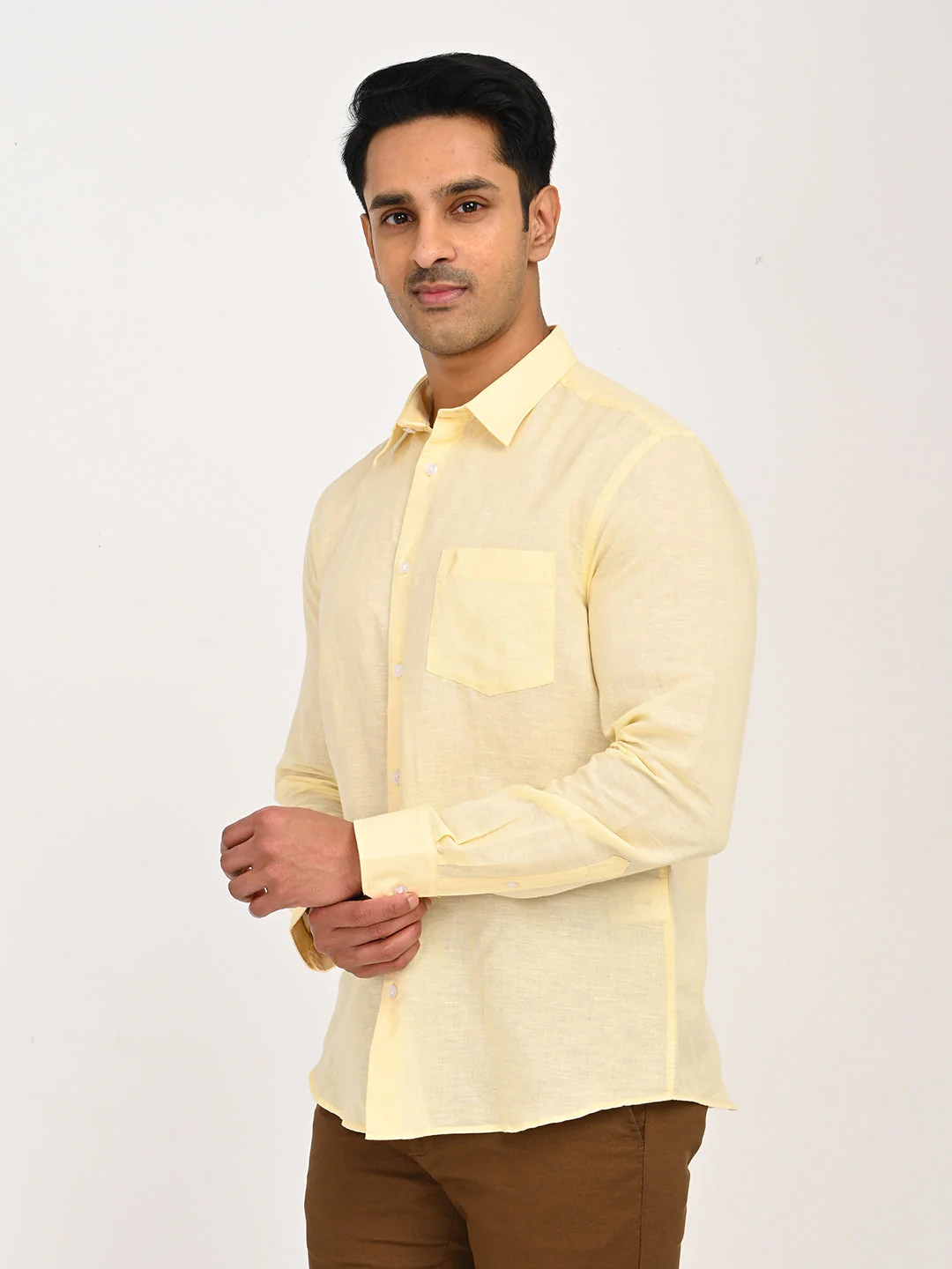 Men's Solid Full Sleeves Linen Blend Shirt - Image 2