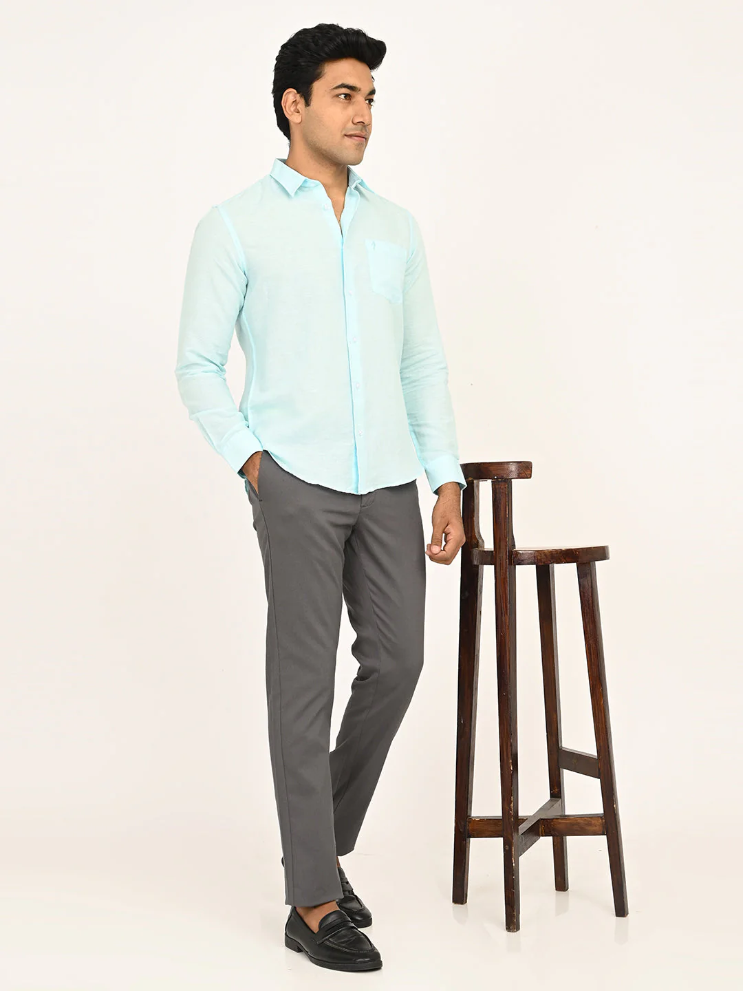 Men's Solid Full Sleeves Linen Blend Shirt - Image 24