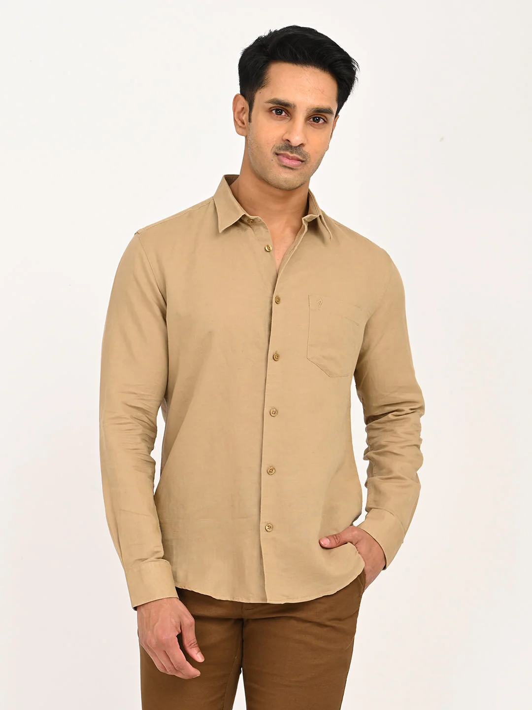 Men's Solid Full Sleeves Linen Blend Shirt - Image 25