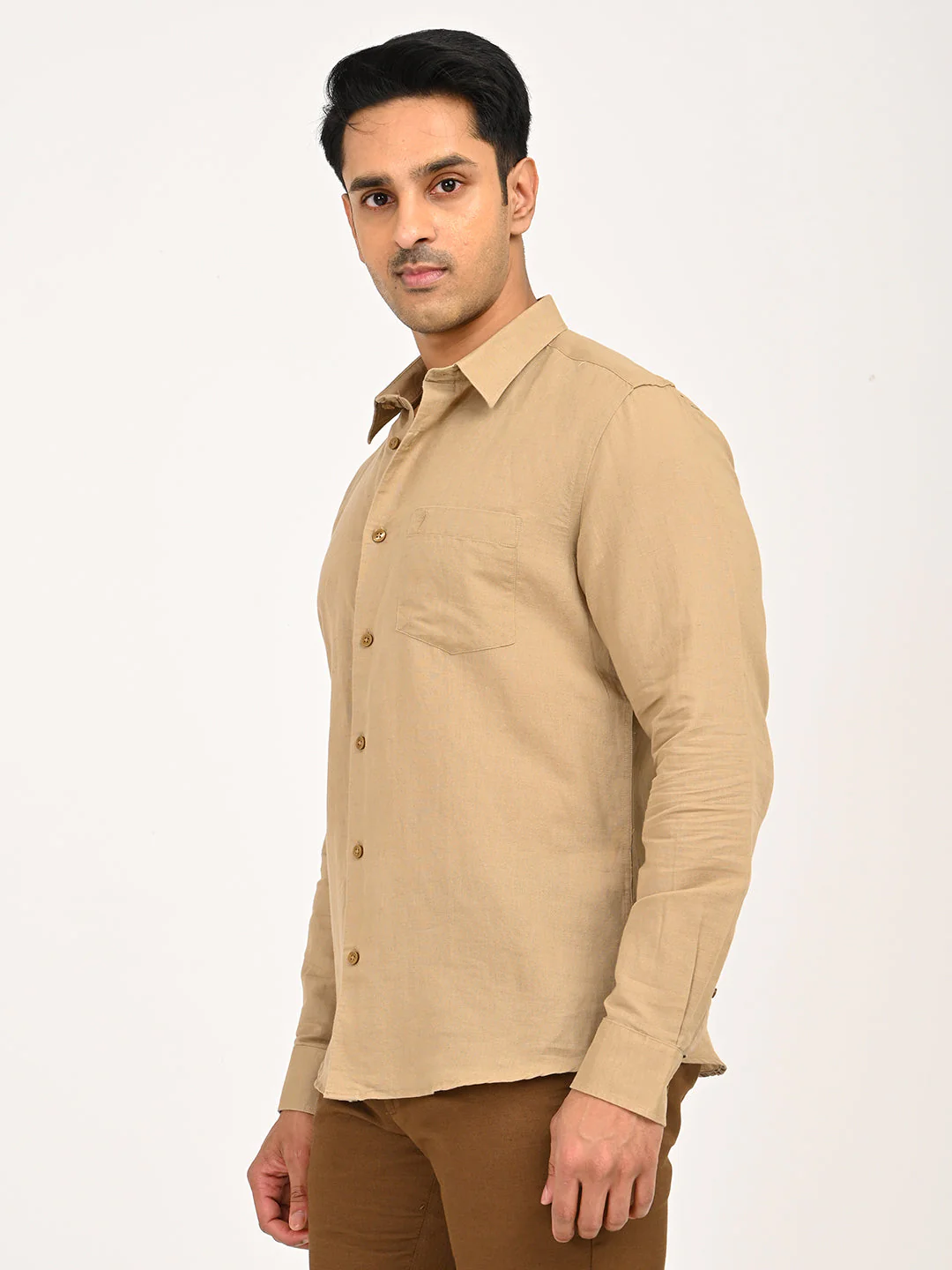 Men's Solid Full Sleeves Linen Blend Shirt - Image 26