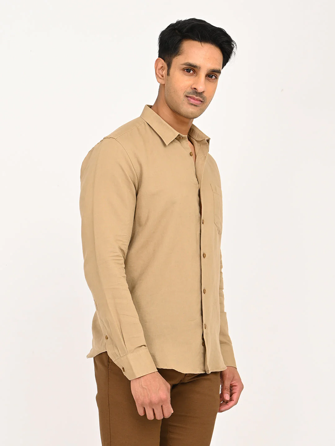 Men's Solid Full Sleeves Linen Blend Shirt - Image 27