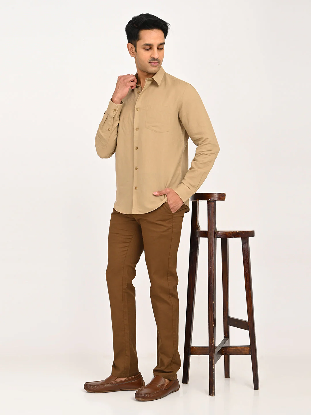 Men's Solid Full Sleeves Linen Blend Shirt - Image 30