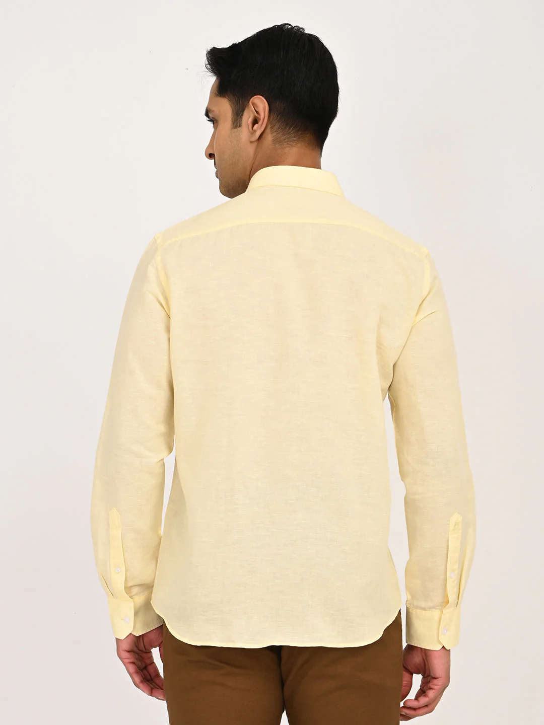 Men's Solid Full Sleeves Linen Blend Shirt - Image 4
