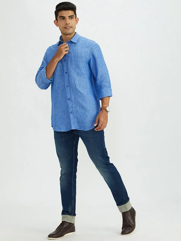 Men's Solid Full Sleeves Linen Shirt - Image 12