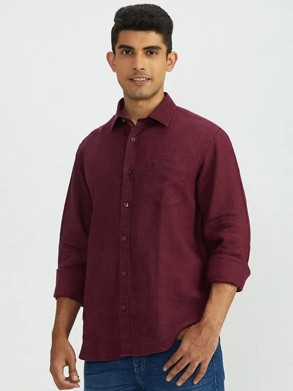 Men's Solid Full Sleeves Linen Shirt - Image 14
