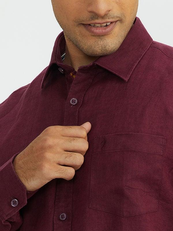 Men's Solid Full Sleeves Linen Shirt - Image 15