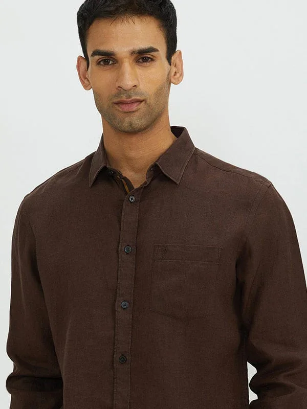Men's Solid Full Sleeves Linen Shirt - Image 17