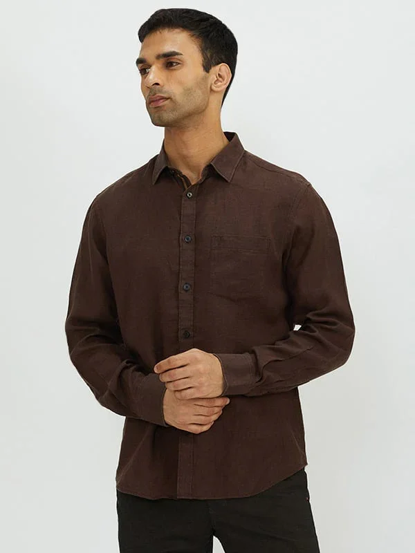 Men's Solid Full Sleeves Linen Shirt - Image 18