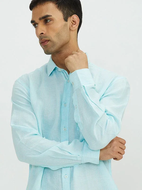 Men's Solid Full Sleeves Linen Shirt - Image 2