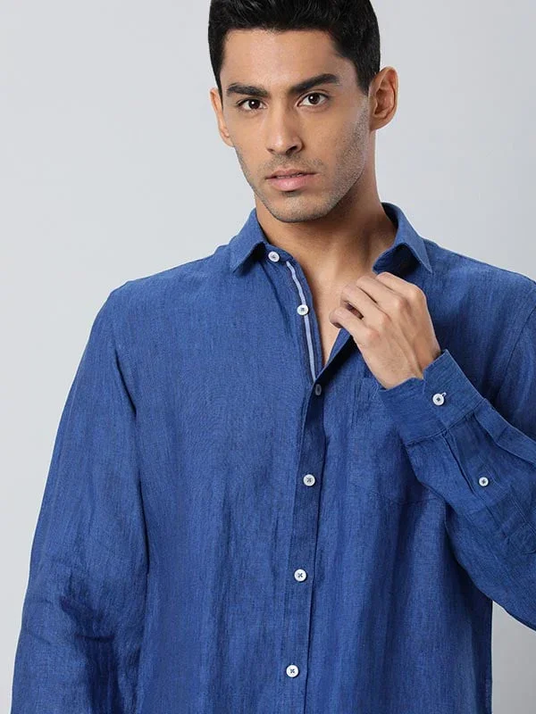 Men's Solid Full Sleeves Linen Shirt - Image 21