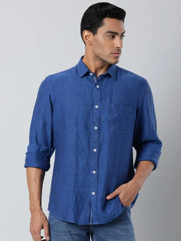 Men's Solid Full Sleeves Linen Shirt - Image 22