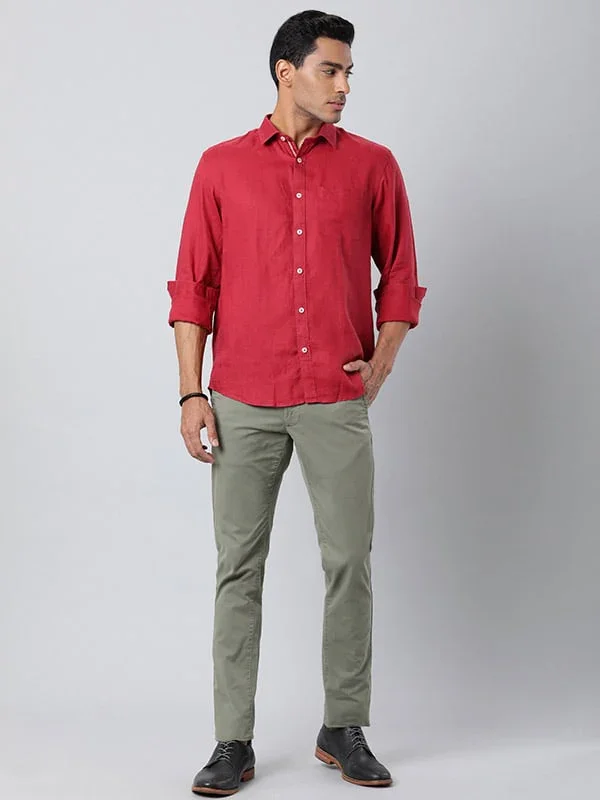 Men's Solid Full Sleeves Linen Shirt - Image 28