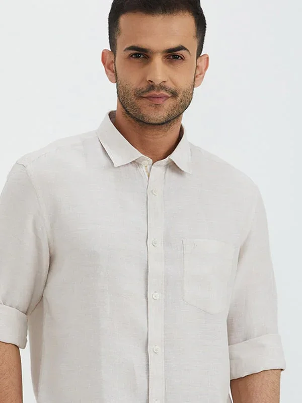 Men's Solid Full Sleeves Linen Shirt - Image 29