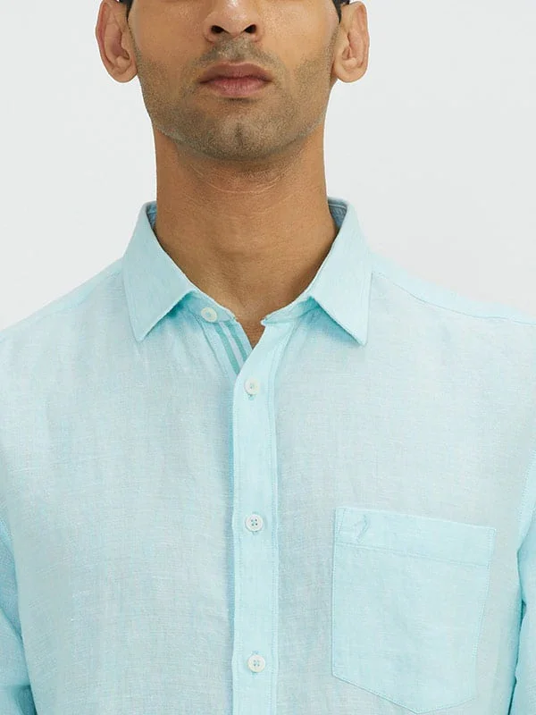 Men's Solid Full Sleeves Linen Shirt - Image 3