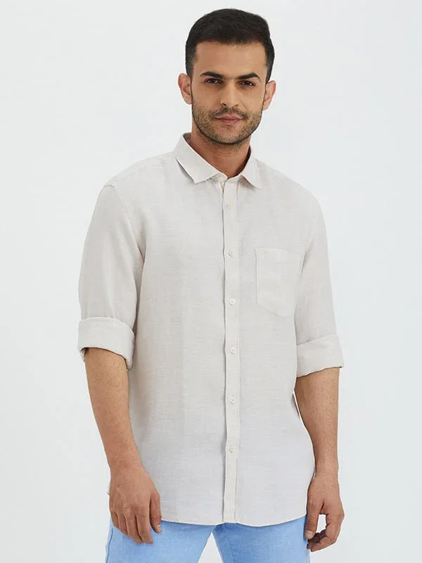 Men's Solid Full Sleeves Linen Shirt - Image 30