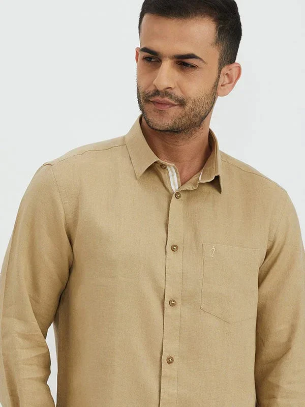 Men's Solid Full Sleeves Linen Shirt - Image 33