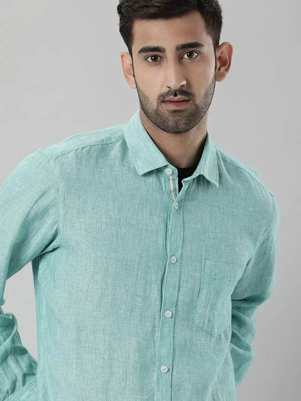 Men's Solid Full Sleeves Linen Shirt - Image 35