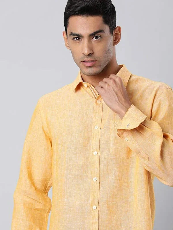 Men's Solid Full Sleeves Linen Shirt - Image 36