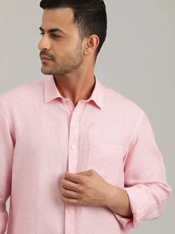 Men's Solid Full Sleeves Linen Shirt - Image 39