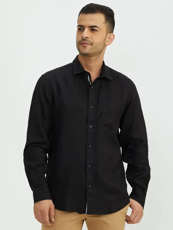 Men's Solid Full Sleeves Linen Shirt - Image 5