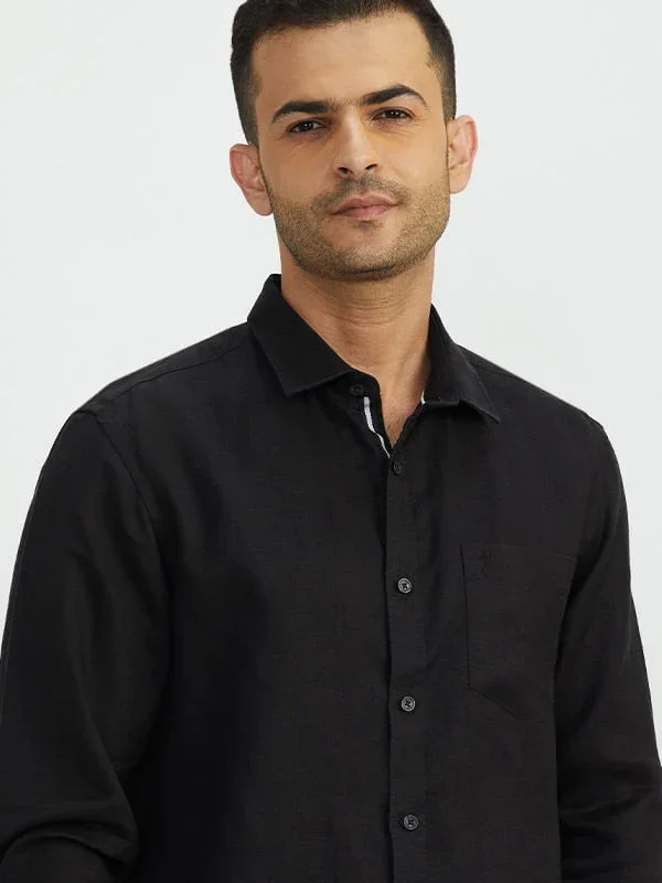 Men's Solid Full Sleeves Linen Shirt - Image 6