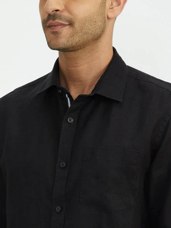 Men's Solid Full Sleeves Linen Shirt - Image 7