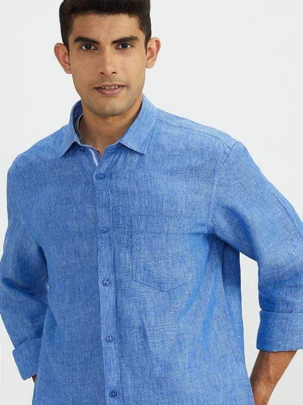 Men's Solid Full Sleeves Linen Shirt - Image 9