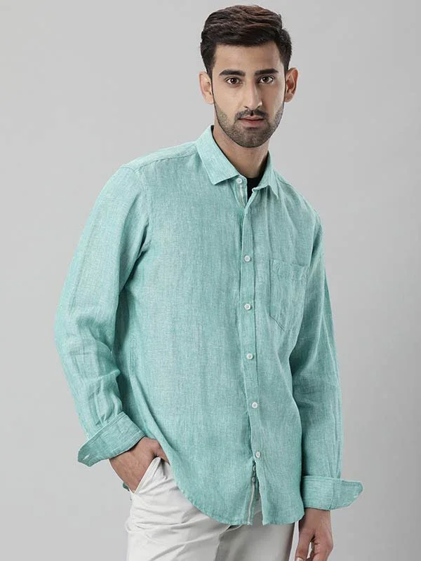 Men's Solid Full Sleeves Linen Shirt - Image 10