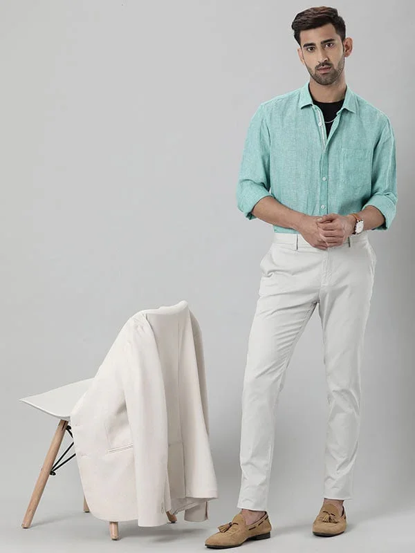 Men's Solid Full Sleeves Linen Shirt - Image 12