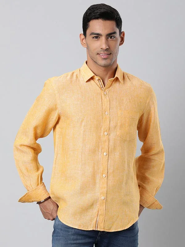 Men's Solid Full Sleeves Linen Shirt - Image 14