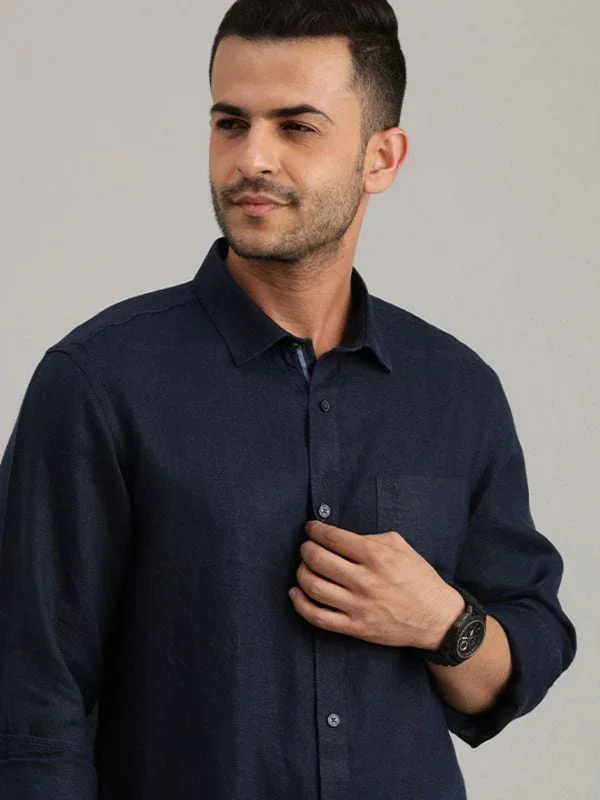 Men's Solid Full Sleeves Linen Shirt - Image 17
