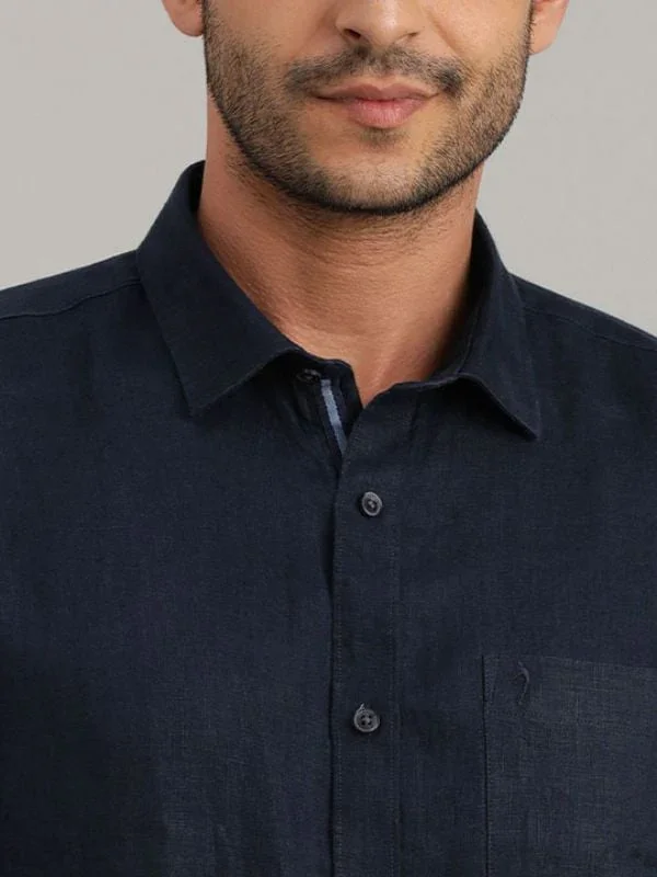 Men's Solid Full Sleeves Linen Shirt - Image 19