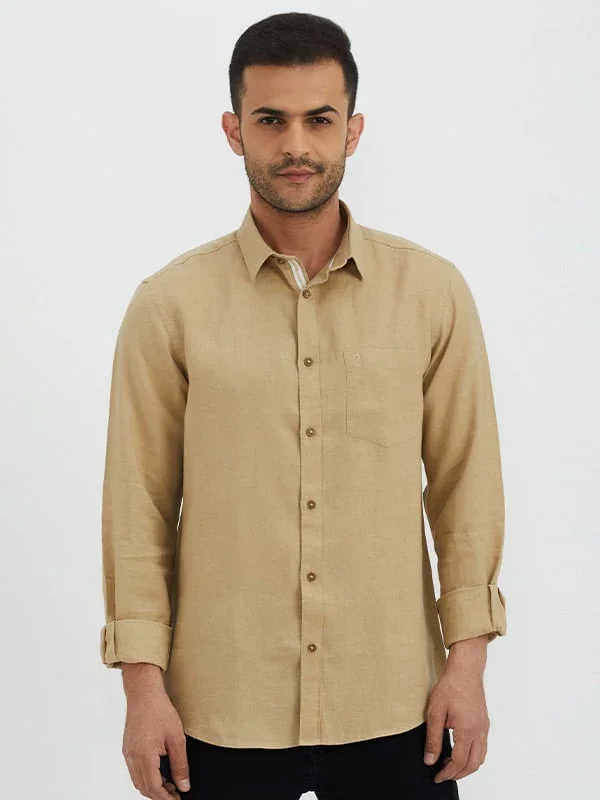 Men's Solid Full Sleeves Linen Shirt - Image 2