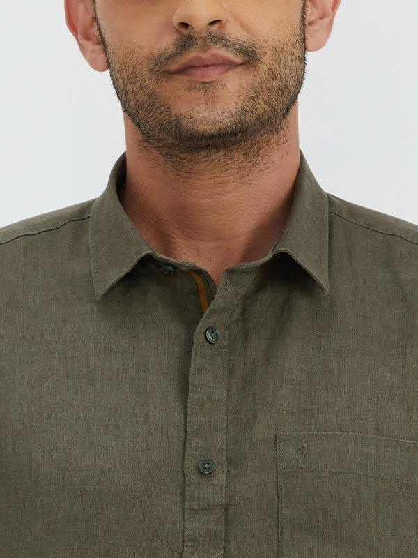 Men's Solid Full Sleeves Linen Shirt - Image 23