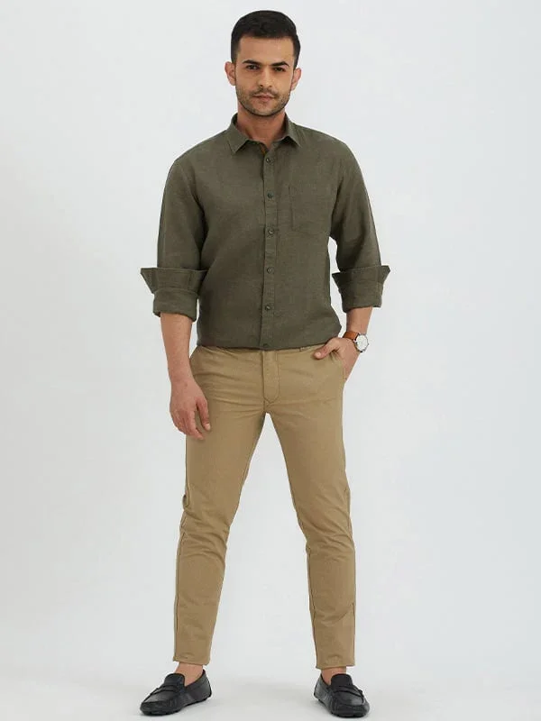 Men's Solid Full Sleeves Linen Shirt - Image 24
