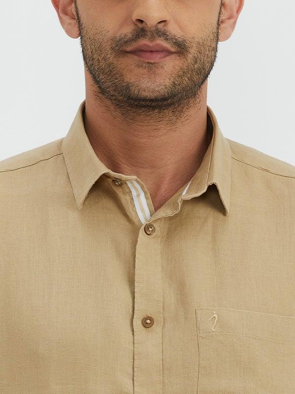 Men's Solid Full Sleeves Linen Shirt - Image 3