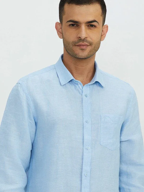 Men's Solid Full Sleeves Linen Shirt - Image 13