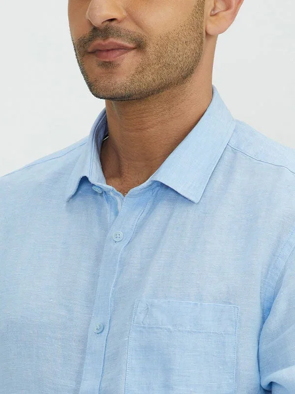 Men's Solid Full Sleeves Linen Shirt - Image 15