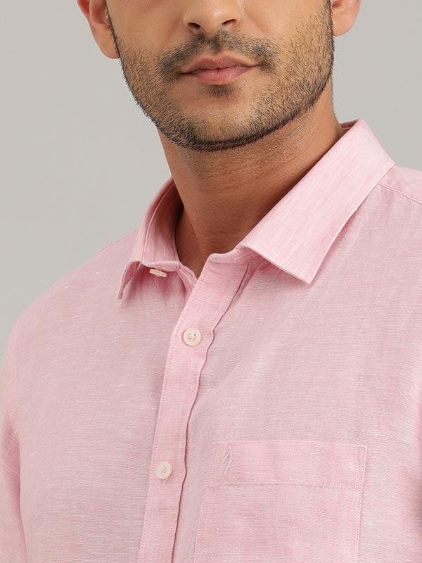 Men's Solid Full Sleeves Linen Shirt - Image 3
