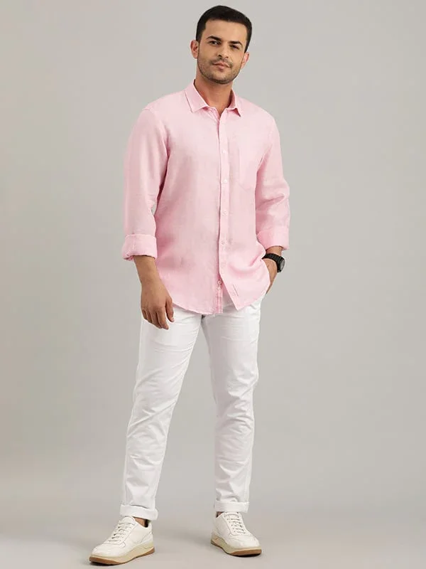 Men's Solid Full Sleeves Linen Shirt - Image 4