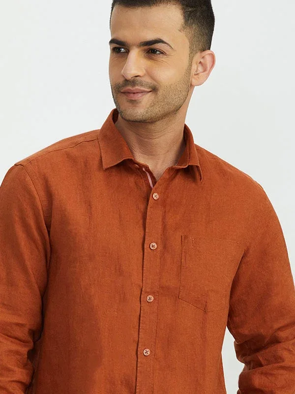 Men's Solid Full Sleeves Linen Shirt - Image 5