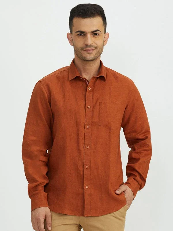 Men's Solid Full Sleeves Linen Shirt - Image 6