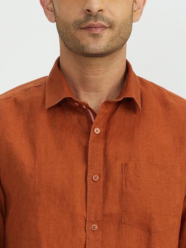 Men's Solid Full Sleeves Linen Shirt - Image 7