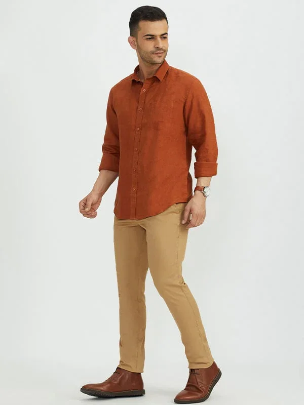Men's Solid Full Sleeves Linen Shirt - Image 8