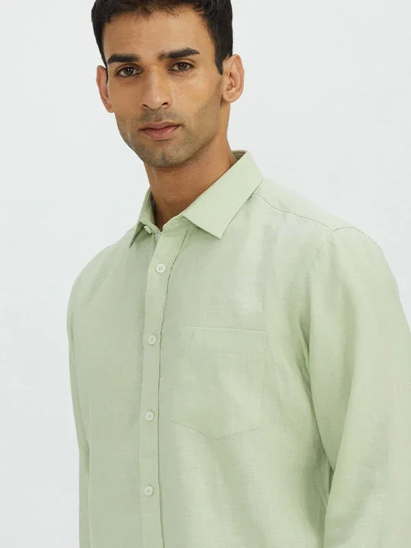 Men's Solid Full Sleeves Linen Shirt - Image 9