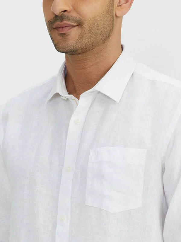 Men's Solid Full Sleeves Linen Shirt - Image 3
